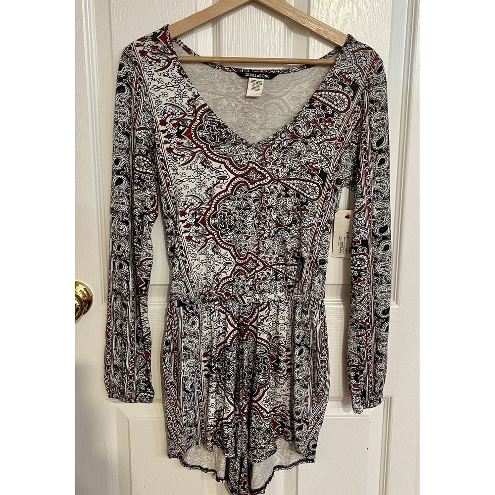 NWT Billabong Long‎ Sleeve Paisley Print Romper J211CSEE Boho Festival Small